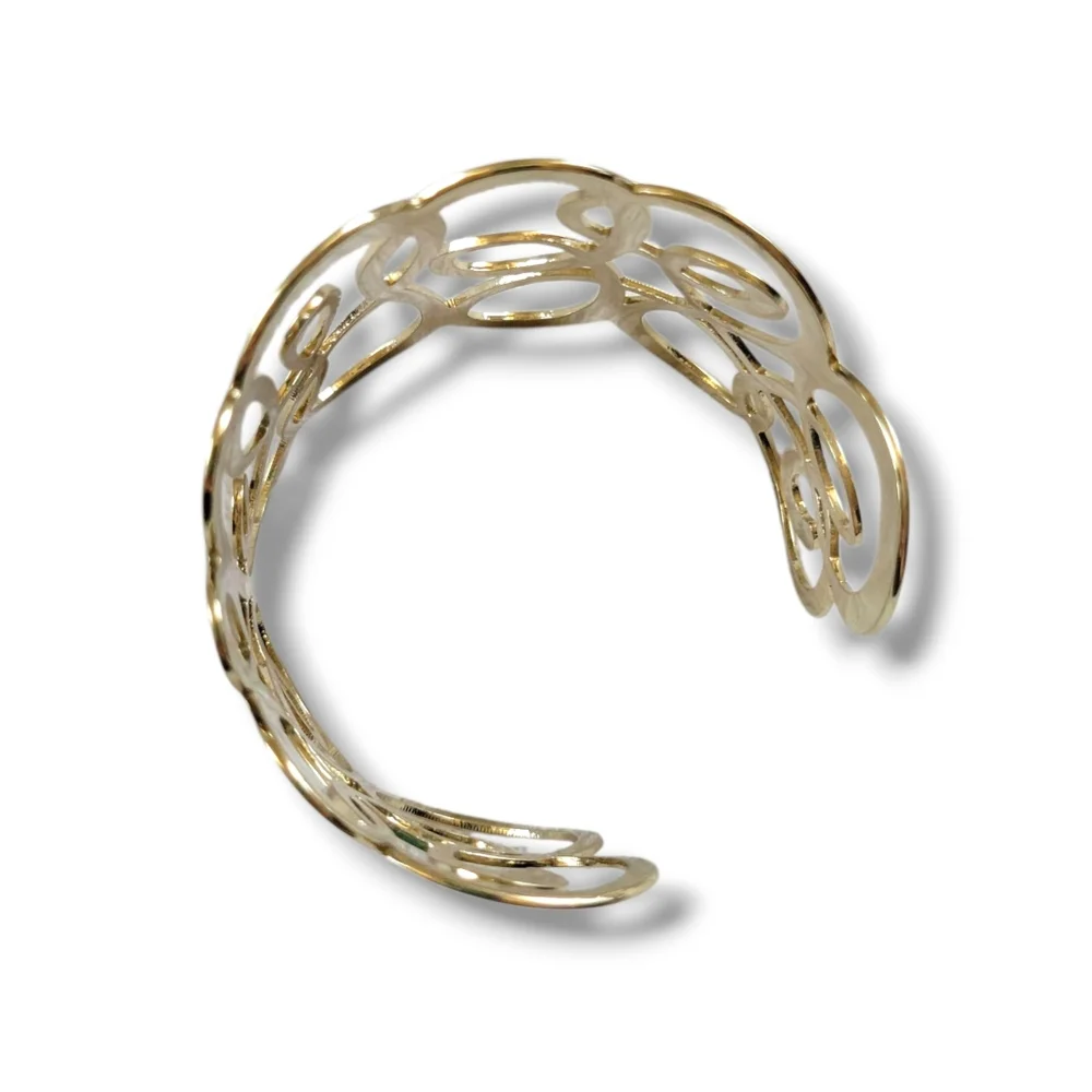NWOT Elegant Gold Tone Swirl Open Cuff Bracelet - Picture 3 of 7
